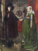 Jan Van Eyck The Italian kopmannen Arnolfini and his youngest wife some nygifta in home in Brugge France oil painting reproduction